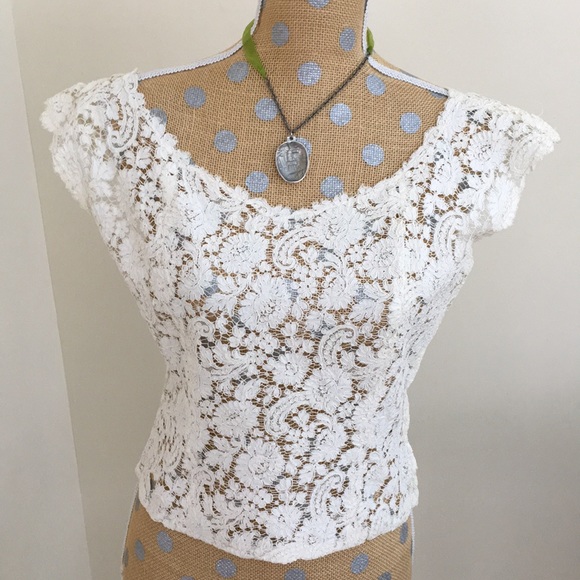 Bonwit Teller Tops - White lace blouse. Drop shoulder style. Vintage